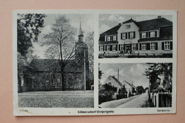 Ansichtskarte AK Silmersdorf 1935-1945 Gasthaus Deutsches Haus Otto Müller Kirche Dorf Architektur Ortsansicht Brandenburg